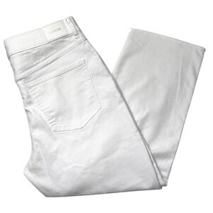 Express Women Straight Ankle Jeans White Size 12 Petite High Rise Raw Hem NWT